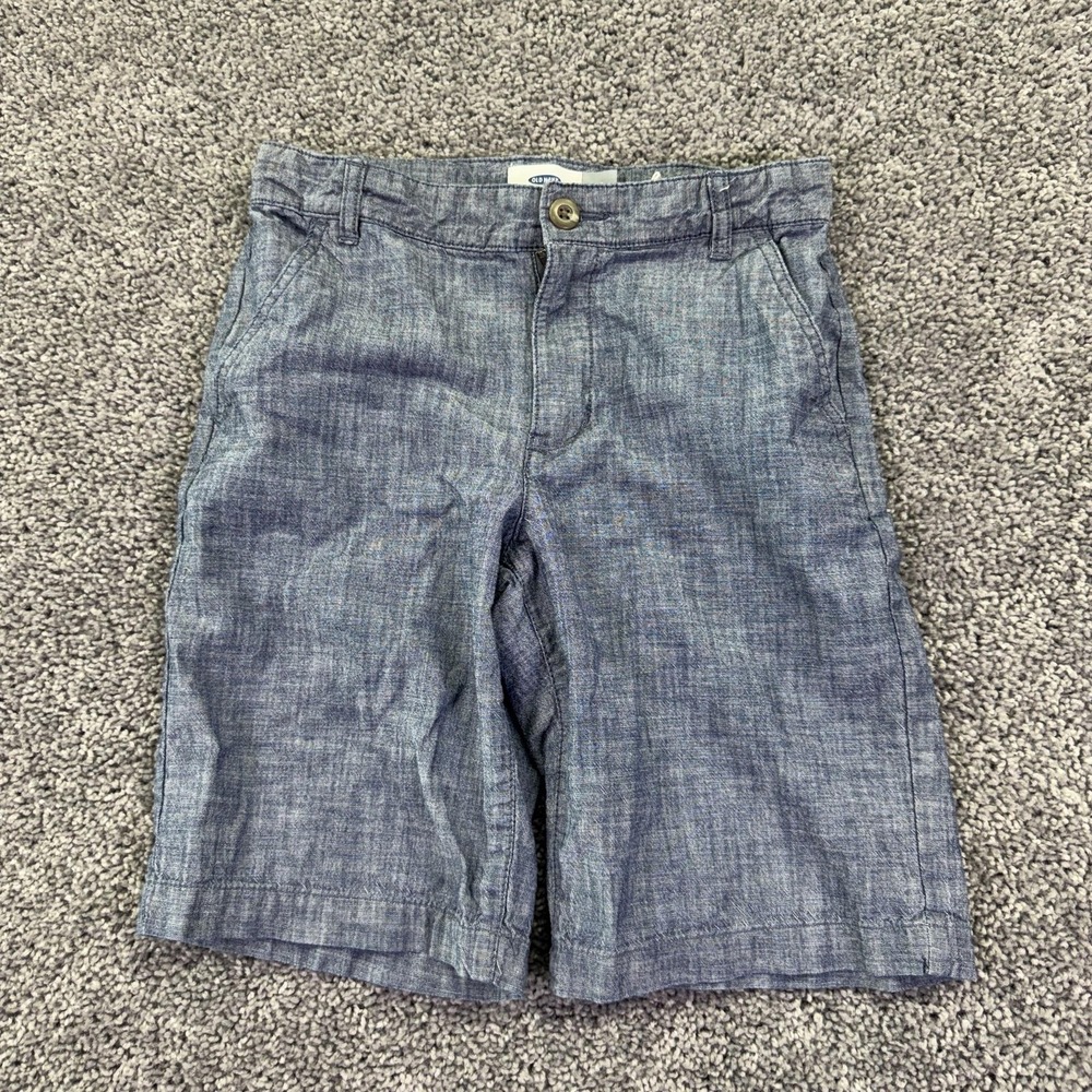 Old Navy Shorts Boys 10 Blue Chambray Chino Adjustable Waist Casual Summer